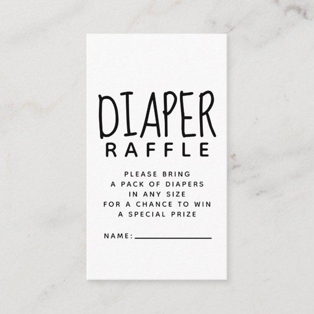 Simple Baby Shower Diaper Raffle Enclosure Card (Front)