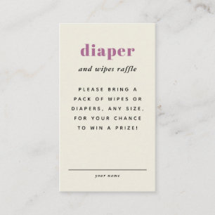 Simple Baby Shower Diaper Raffle Enclosure Card