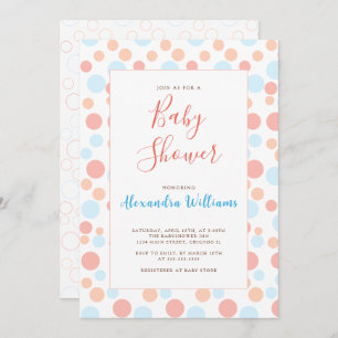 Simple Baby Shower Personalised Colourful Dots Invitation