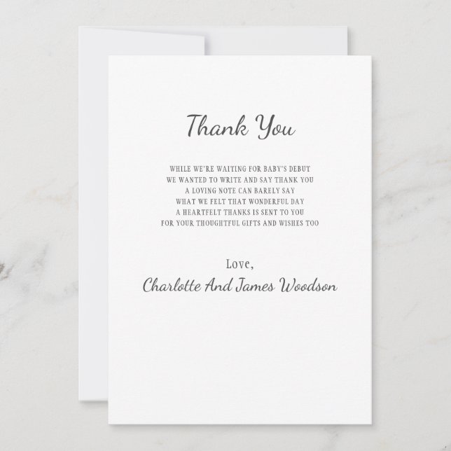Simple Baby Shower Thank You Card (Front)