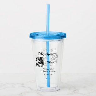 Simple baby shower website barcode QR add name det Acrylic Tumbler