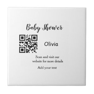 Simple baby shower website barcode QR add name det Tile