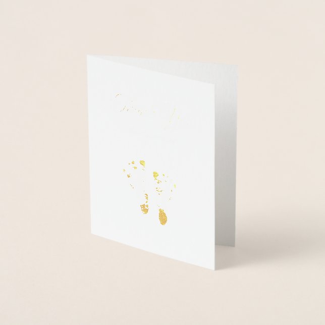 Simple Baby Thank You Elegant Gold Foil Footprints Card (Front)