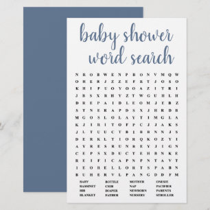 Simple Baby Word Search Dusty Blue Game Card