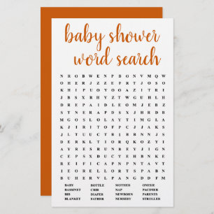 Simple Baby Word Search   Fall Orange Game Card