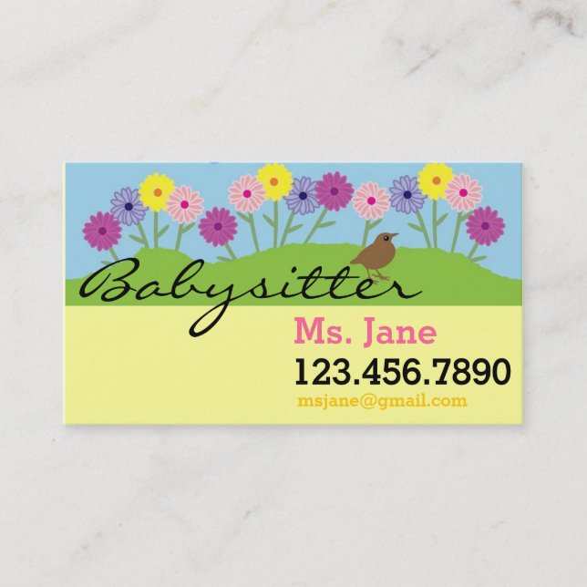 Simple BabySitter Nanny Business Card (Front)