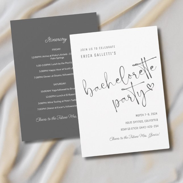 Simple Bachelorette Party Invitation Itinerary (Creator Uploaded)