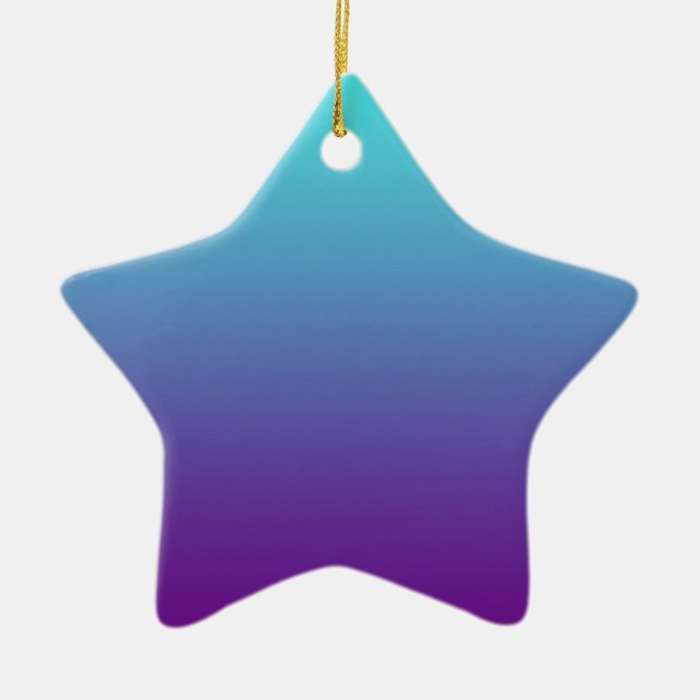 Simple Background Gradient Turquoise Blue Purple Ceramic Tree Decoration (Front)