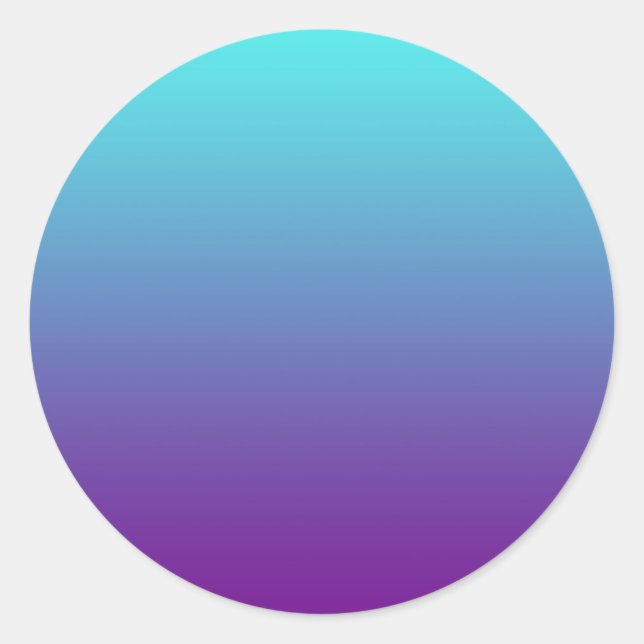 Simple Background Gradient Turquoise Blue Purple Classic Round Sticker (Front)