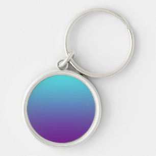 Simple Background Gradient Turquoise Blue Purple Key Ring