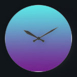 Simple Background Gradient Turquoise Blue Purple Large Clock<br><div class="desc">A simple background gradient blending turquoise and deep purple.</div>