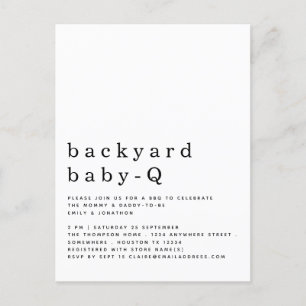 Simple Backyard Baby Q BBQ Shower Any Colour Invit Postcard