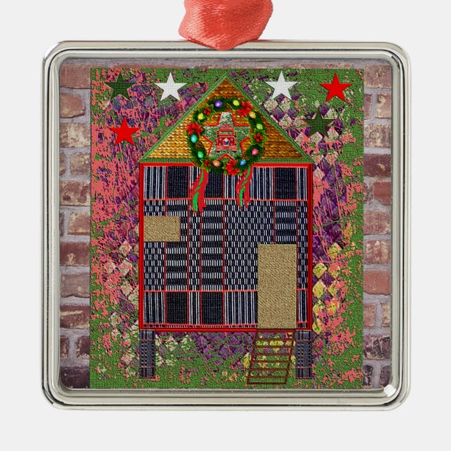 Simple Bahay Kubo Metal Tree Decoration (Front)