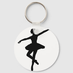 Simple Ballet Black White Ballerina Key Ring
