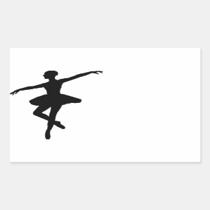 Simple Ballet Black White Ballerina Rectangular Sticker