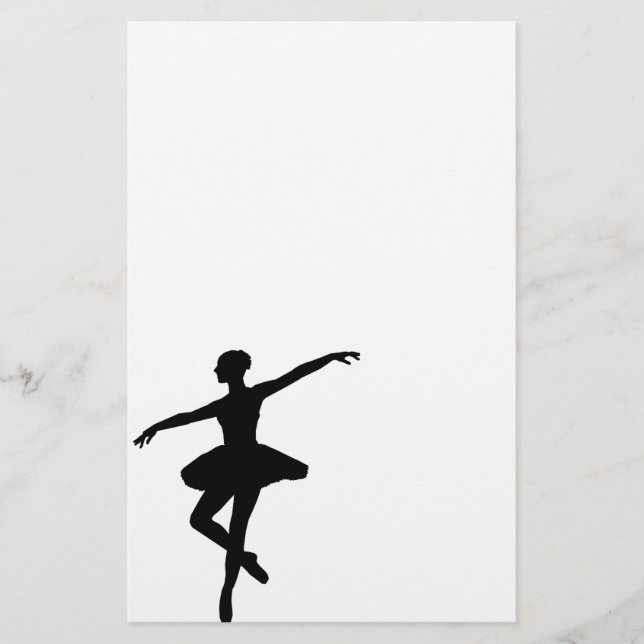 Simple Ballet Black White Ballerina Stationery (Front)