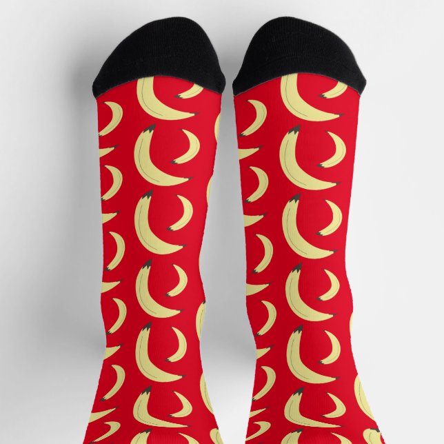 Simple Bananas Fruit Market Pattern Red Socks (Top)