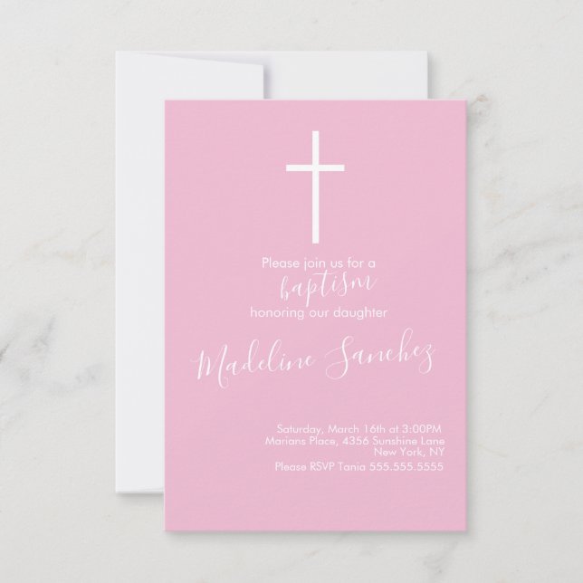 Simple Baptism Cross Baby Dedication Invitation (Front)