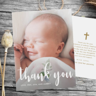 Simple Baptism Thank You with Cross Photo Postcard