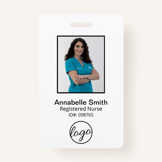 Simple Bar Code Photo Employee ID Badge (Front)