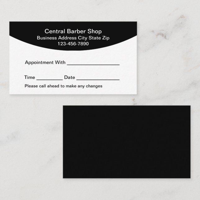 Simple Barber Shop Appointment Cards (Front/Back)