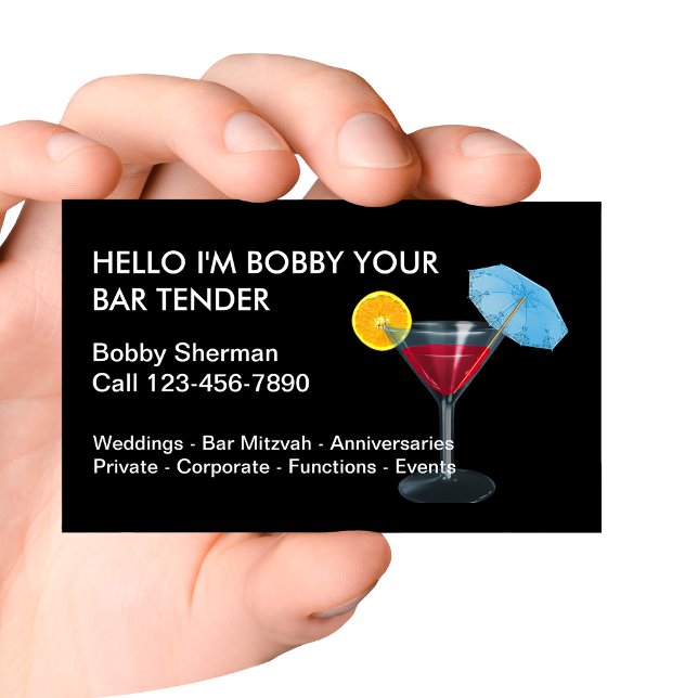 Simple Bartender Business Cards (Creator Uploaded)