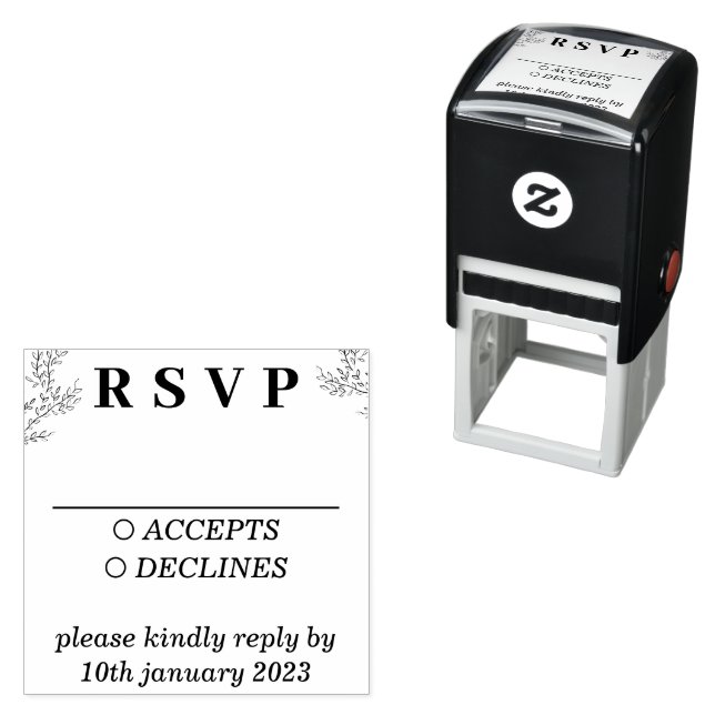 Simple Basic Ivy Floral Wedding Self-inking Stamp (In Situ)