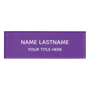 Simple Basic Minimal Purple White Modern Title Name Tag