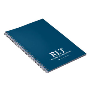 Simple Basic Monogram on Elegant Blue Notebook