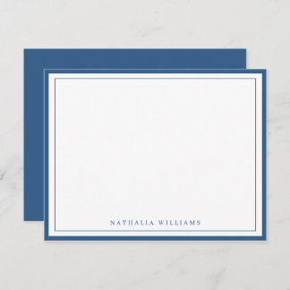 Simple Basic Navy Blue Border Stationery Card