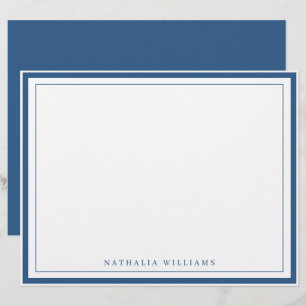 Simple Basic Navy Blue Border Stationery Custom Letterhead
