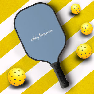 Simple Basic Pastel Blue Monogram for Ladies Pickleball Paddle