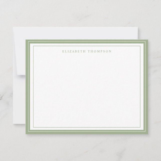 Simple Basic Personalised Sage Green Border Card (Front)