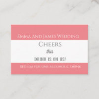 Simple Basic Pink Wedding Drink Token