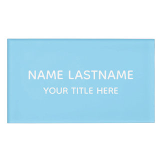 Simple Basic Sky Blue Minimal Modern Name Tag