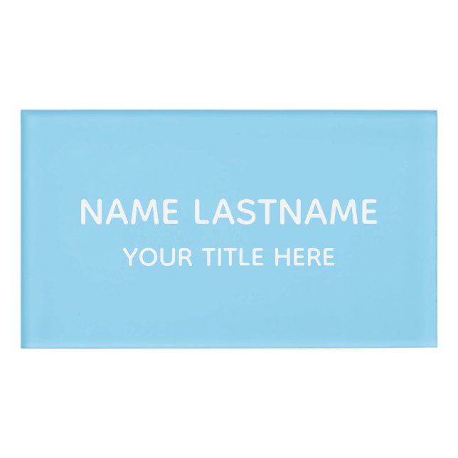 Simple Basic Sky Blue Minimal Modern  Name Tag (Front)