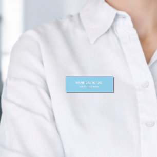 Simple Basic Sky Blue Minimal Modern Name Tag