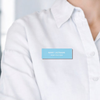 Simple Basic Sky Blue Minimal Modern  Name Tag