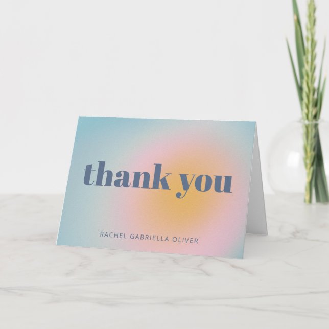 Simple Bat Mitzvah Celestial Blue Personalised Thank You Card (Front)