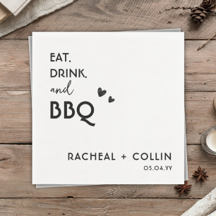 Simple BBQ Engagement Party Wedding Cocktail  Napkin