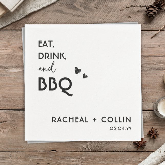 Simple BBQ Engagement Party Wedding Cocktail  Napkin (Creator Uploaded)