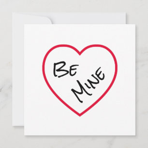 Simple Be Mine Open Red Heart Valentine's Day Card