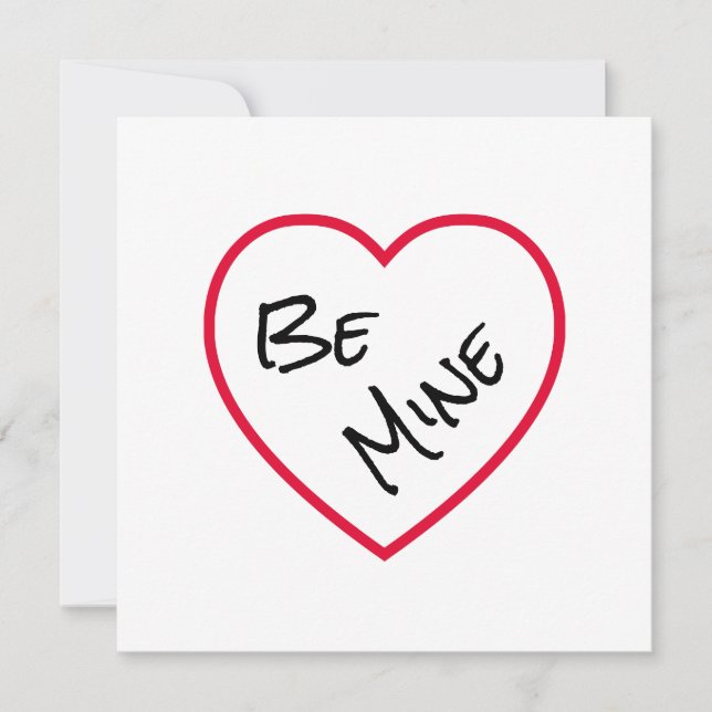 Simple Be Mine Open Red Heart Valentine's Day Card (Front)