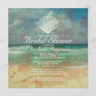 Simple Beach Destination Bridal Shower Invitations