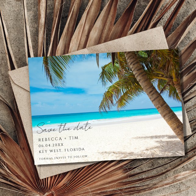 Simple Beach Photo Destination Wedding Save The Date (Simple Beach Photo Destination Wedding Save The Date)
