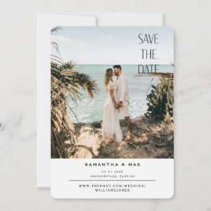 Simple Beach Photo White Rounded Save the Date