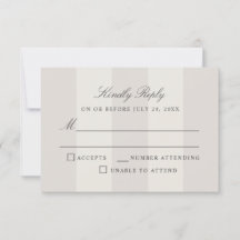 Simple Beach Sand Cabana Stripes Wedding RSVP