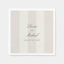 Simple Beach Sand Neutral Cabana Stripes Wedding