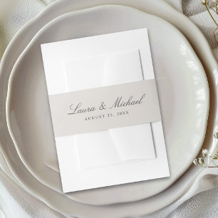Simple Beach Sand Personalised Wedding Invitation Belly Band