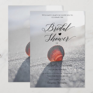 Simple Beach Seashell Bridal Shower  Invitation